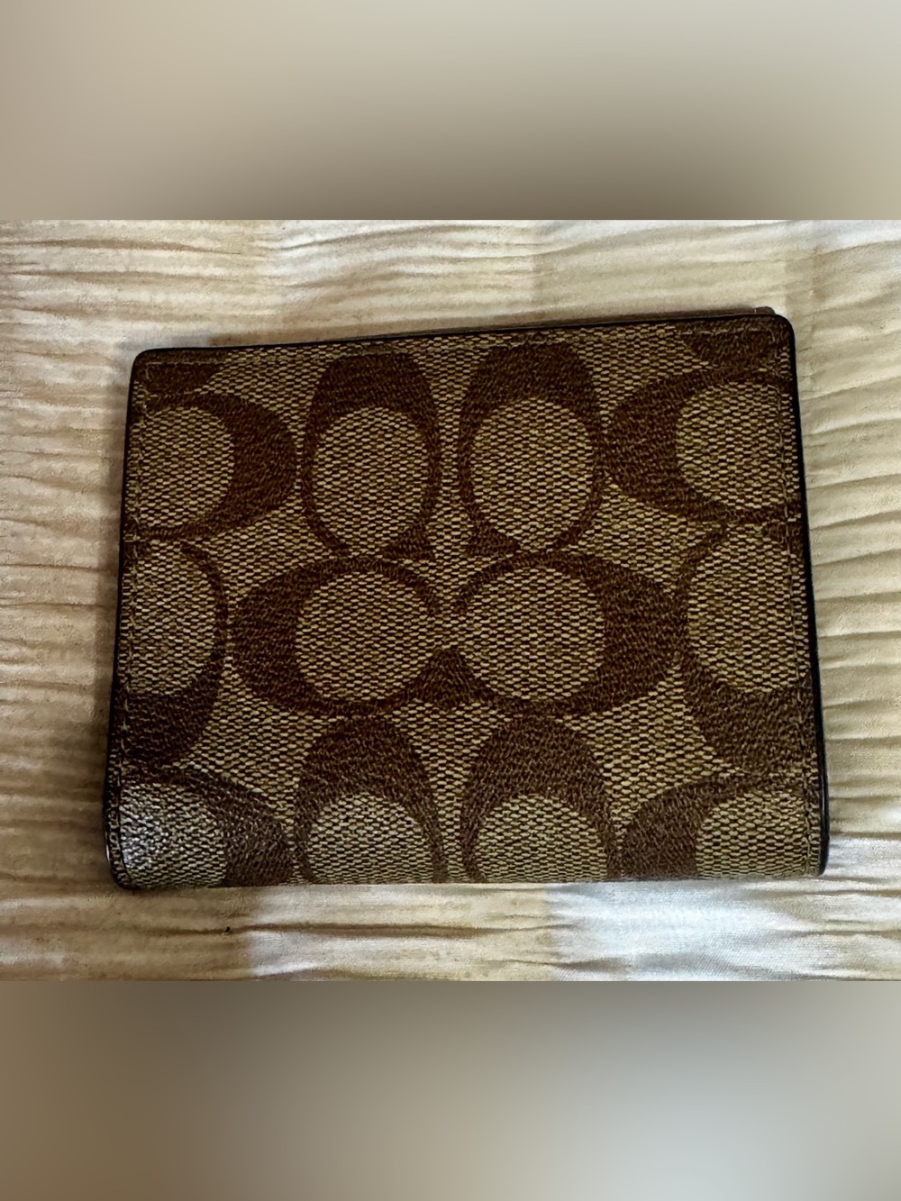 Coach Signature Canvas Wallet with Brown and Black Trim - Picture 2 of 6